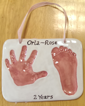 Double Ribbon-Tied Plaque - Hand and Foot